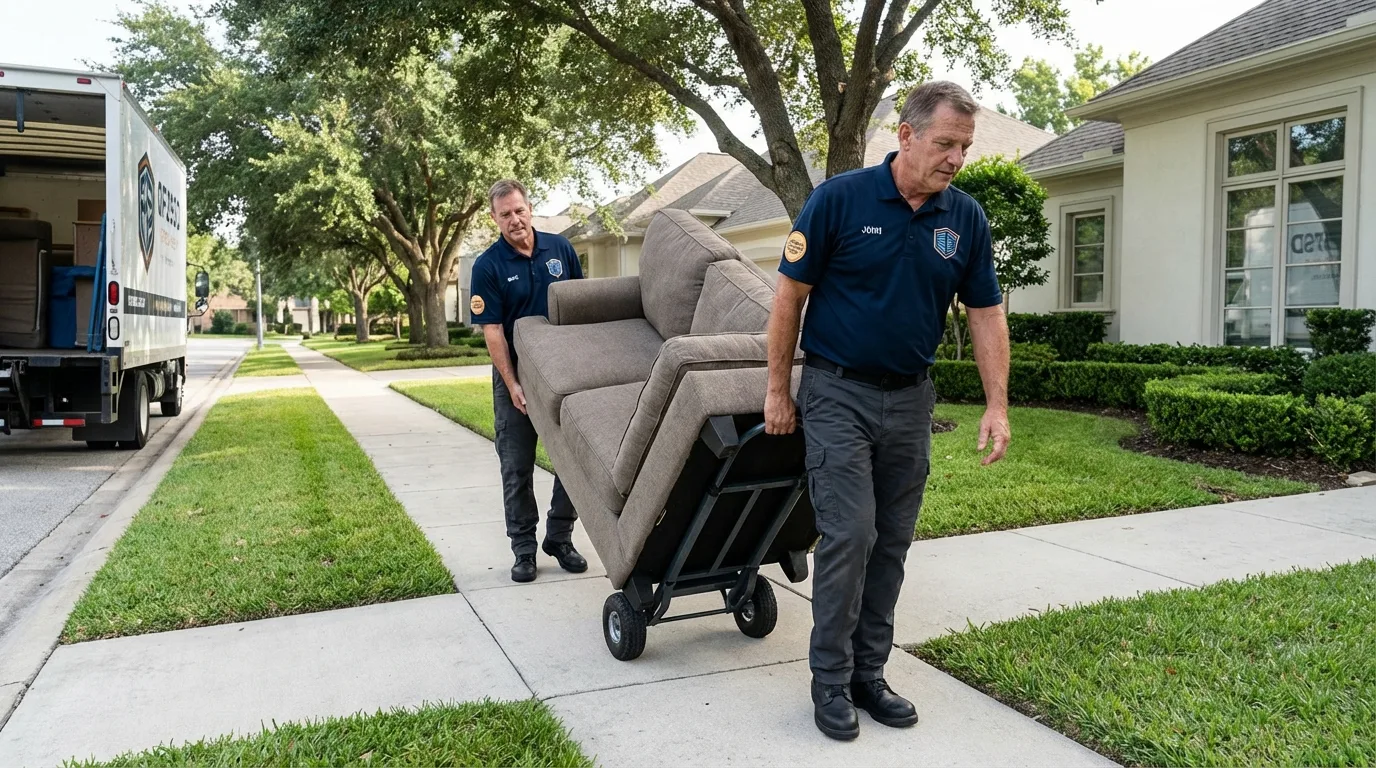 Local residential moving crew loading furniture in Texico, NM